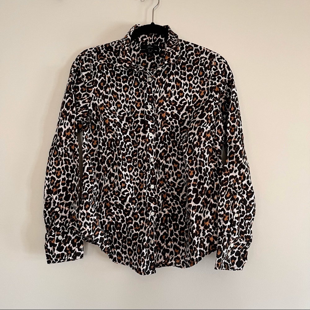 NWOT J. Crew Leopard Print Slim Perfect Shirt